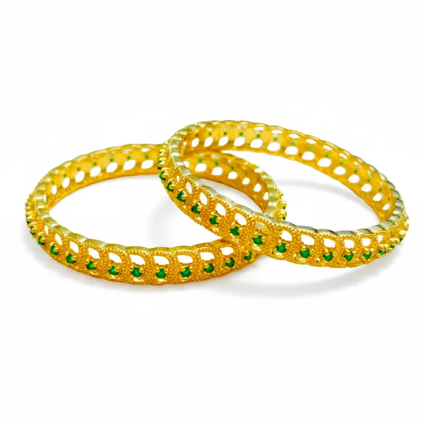 Gold_And_Green_Brass_Premium_And_Elegant_Bangle_For_Women