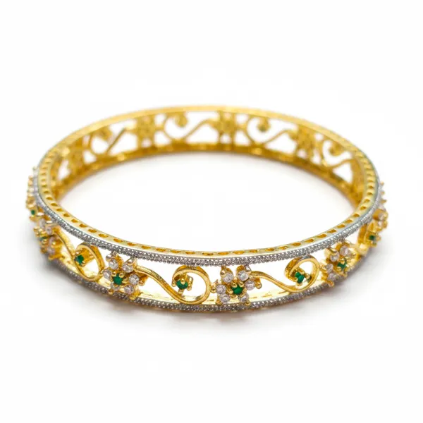 Gold_And_Green_Brass_Premium_And_Elegant_Bangle_For_Women