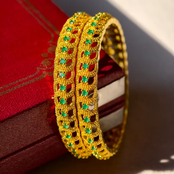 Gold_And_Green_Brass_Premium_And_Elegant_Bangle_For_Women