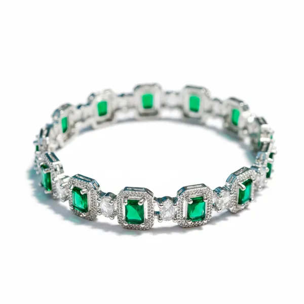Silver_And_Green_Brass_Premium_And_Elegant_Bangle_For_Women