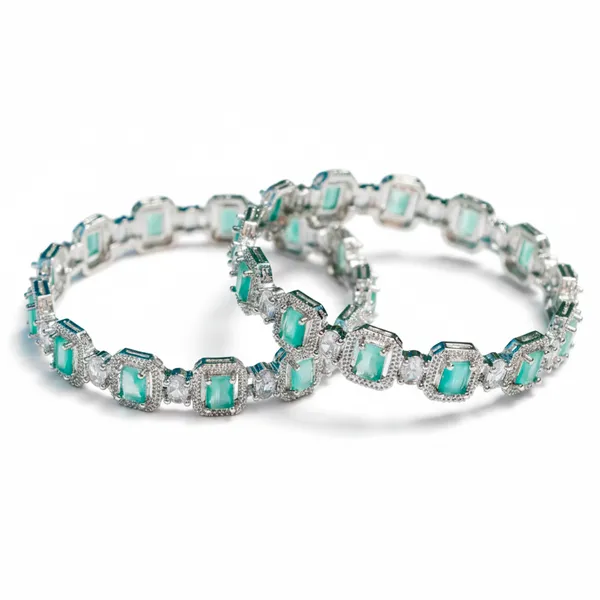 Silver_And_Mint_Brass_Premium_And_Elegant_Bangle_For_Women