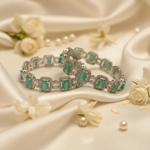 Silver_And_Mint_Brass_Premium_And_Elegant_Bangle_For_Women