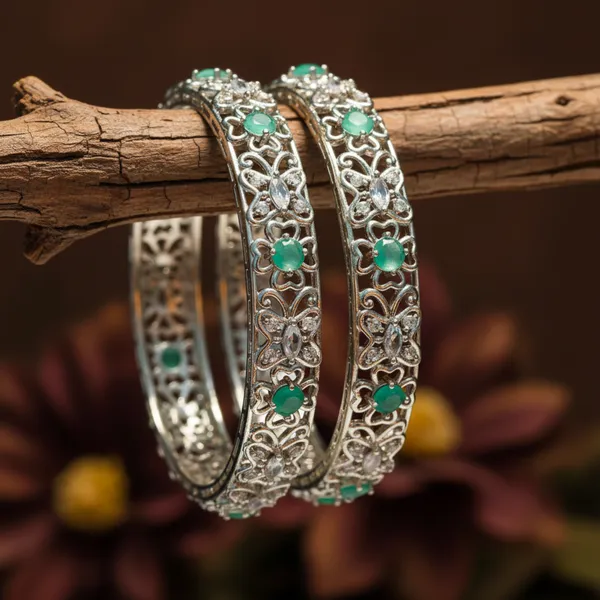 Silver_And_Mint_Brass_Premium_And_Elegant_Bangle_For_Women