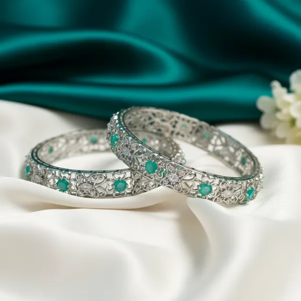 Silver_And_Mint_Brass_Premium_And_Elegant_Bangle_For_Women