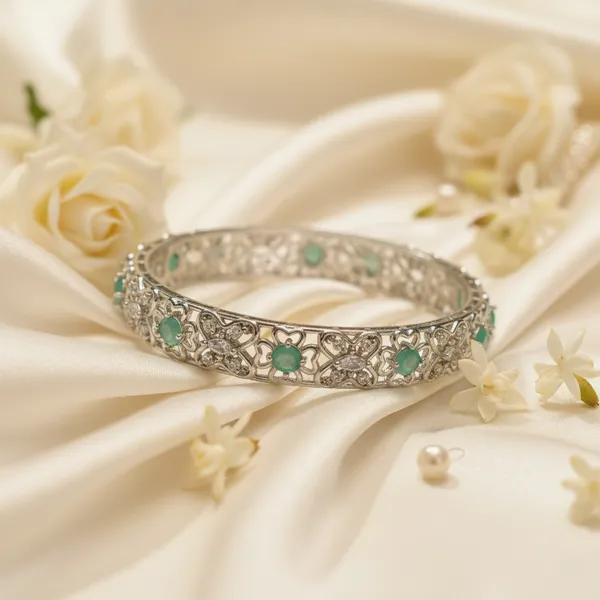 Silver_And_Mint_Brass_Premium_And_Elegant_Bangle_For_Women