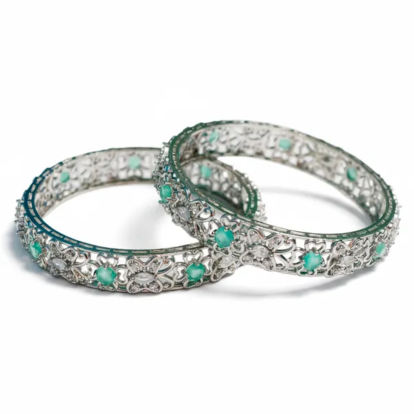 Silver_And_Mint_Brass_Premium_And_Elegant_Bangle_For_Women