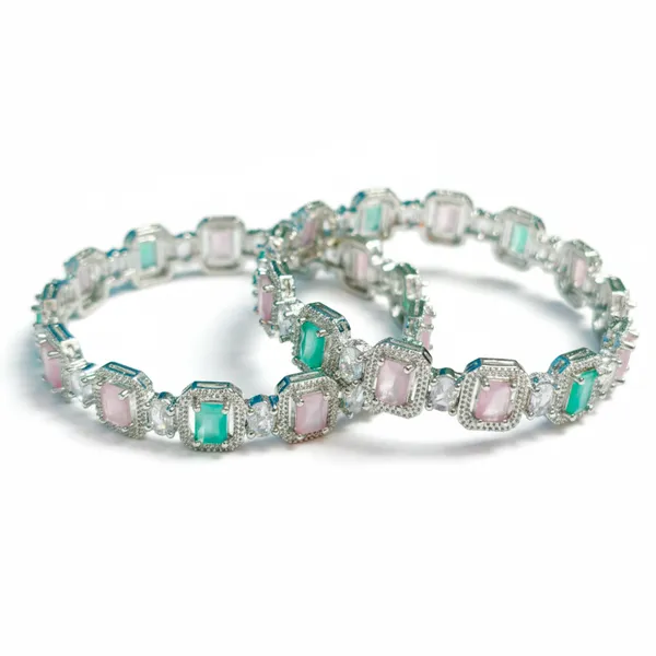 Silver_And_Mint-Pink_Brass_Premium_And_Elegant_Bangle_For_Women