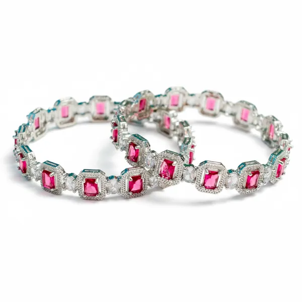 Silver_And_Red_Brass_Premium_And_Elegant_Bangle_For_Women