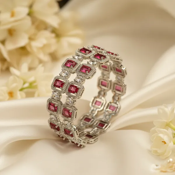 Silver_And_Red_Brass_Premium_And_Elegant_Bangle_For_Women
