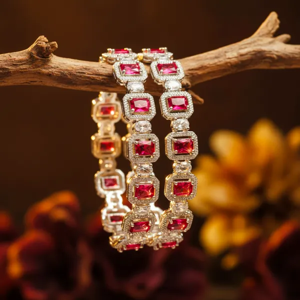 Silver_And_Red_Brass_Premium_And_Elegant_Bangle_For_Women