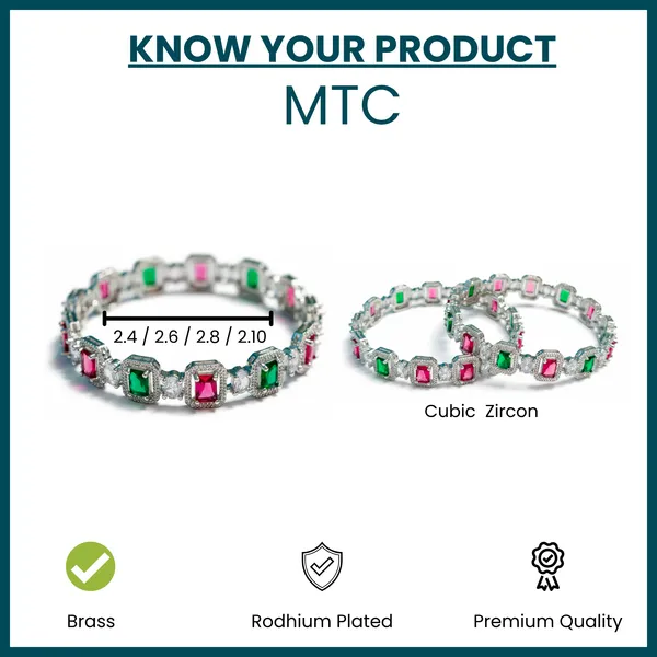 Silver_And_Red-Green_Brass_Premium_And_Elegant_Bangle_For_Women