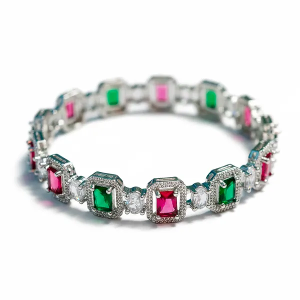 Silver_And_Red-Green_Brass_Premium_And_Elegant_Bangle_For_Women