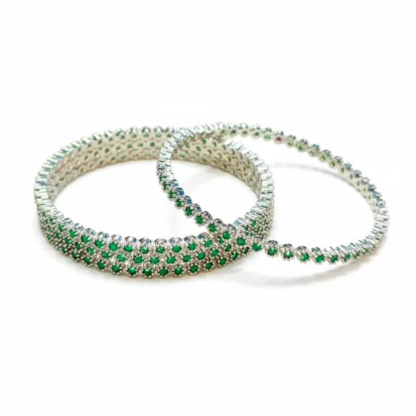 SilverEmerald_Brass_Premium_And_Elegant_Bangle_For_Women_(Set_of_4)