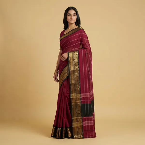 Magenta_Black_Zari_Silk_Saree