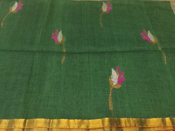 Bottle_Green_Linen_saree