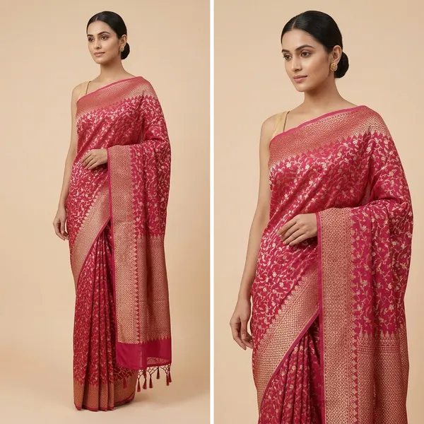 Deep_Rani_Pink_Banarasi_Silk_Cotton_Saree