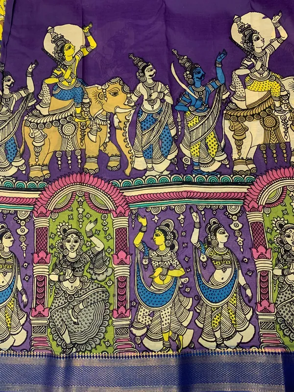 Purple_Kalamkari_Saree_Pen_Art_Cotton_Silk_Ragini_Saree