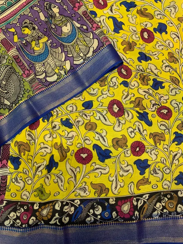 Purple_Kalamkari_Saree_Pen_Art_Cotton_Silk_Ragini_Saree