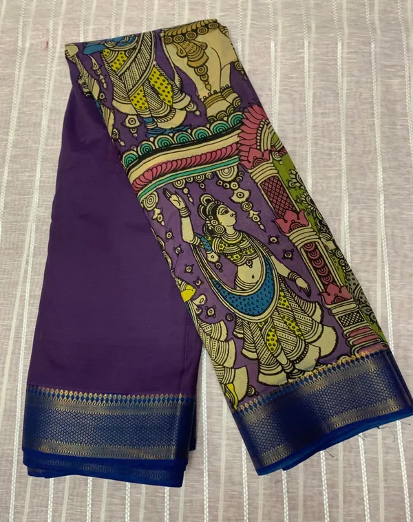 Purple_Kalamkari_Saree_Pen_Art_Cotton_Silk_Ragini_Saree