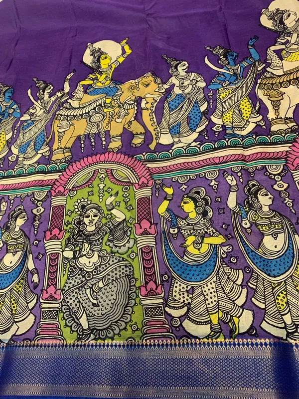 Purple_Kalamkari_Saree_Pen_Art_Cotton_Silk_Ragini_Saree