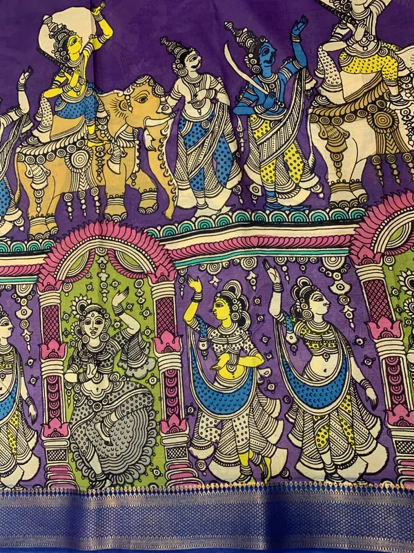 Purple_Kalamkari_Saree_Pen_Art_Cotton_Silk_Ragini_Saree