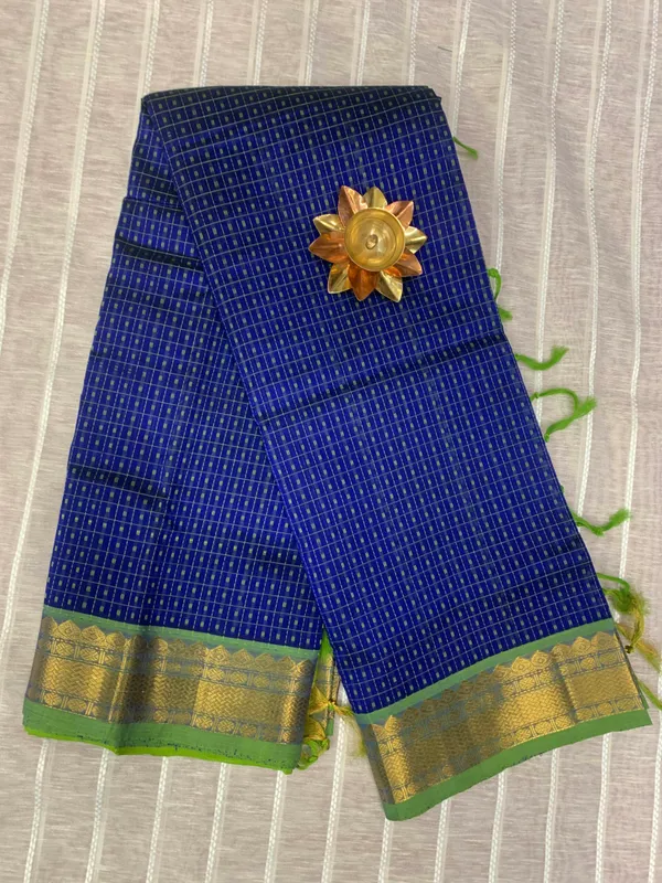 Royal_Blue_Cotton_Silk_Ragini_Saree_With_Green_Zari_Border
