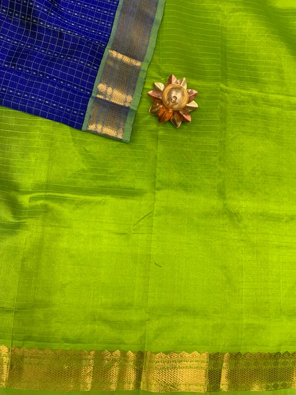 Royal_Blue_Cotton_Silk_Ragini_Saree_With_Green_Zari_Border