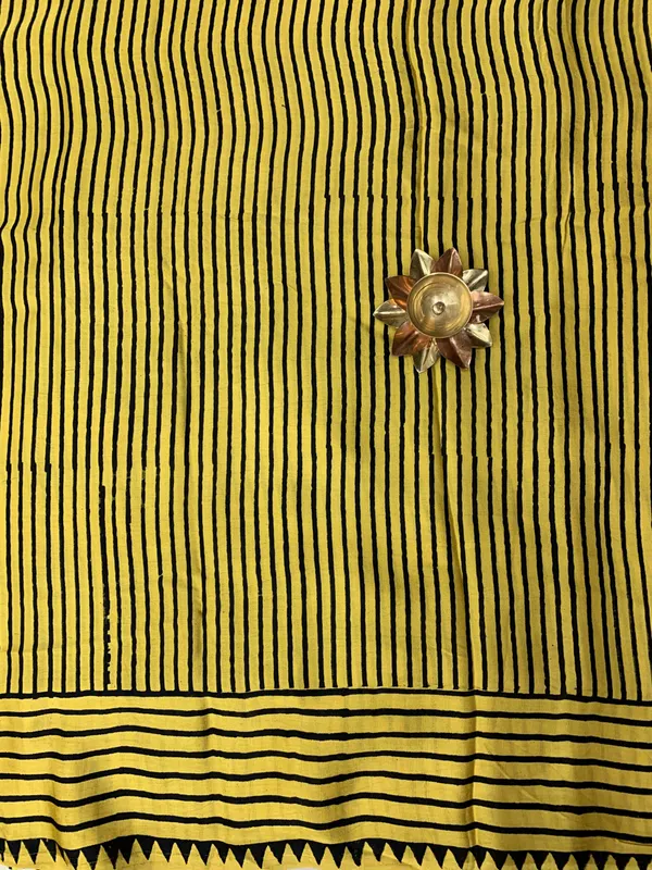 Mustard_Yellow_Handblock_Stripes_Modal_Silk_Saree