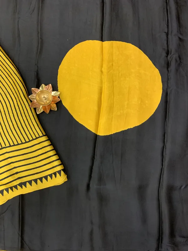 Mustard_Yellow_Handblock_Stripes_Modal_Silk_Saree