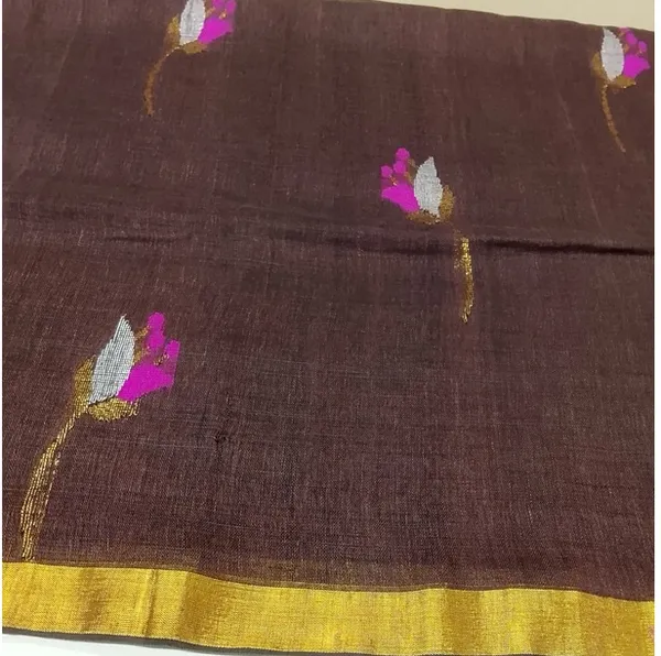 Chocolate_Brown_Linen_cotton_saree