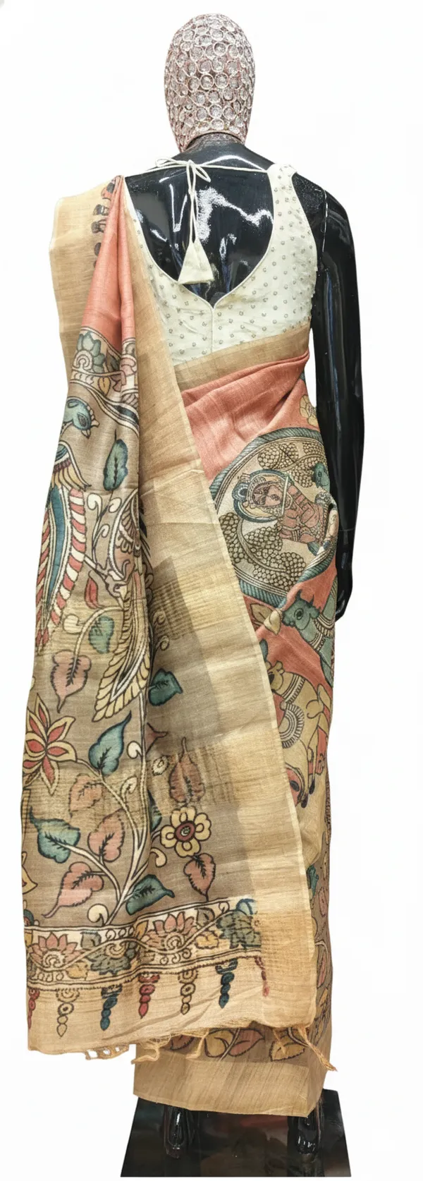 Peach_Pen_Kalamkari_Saree