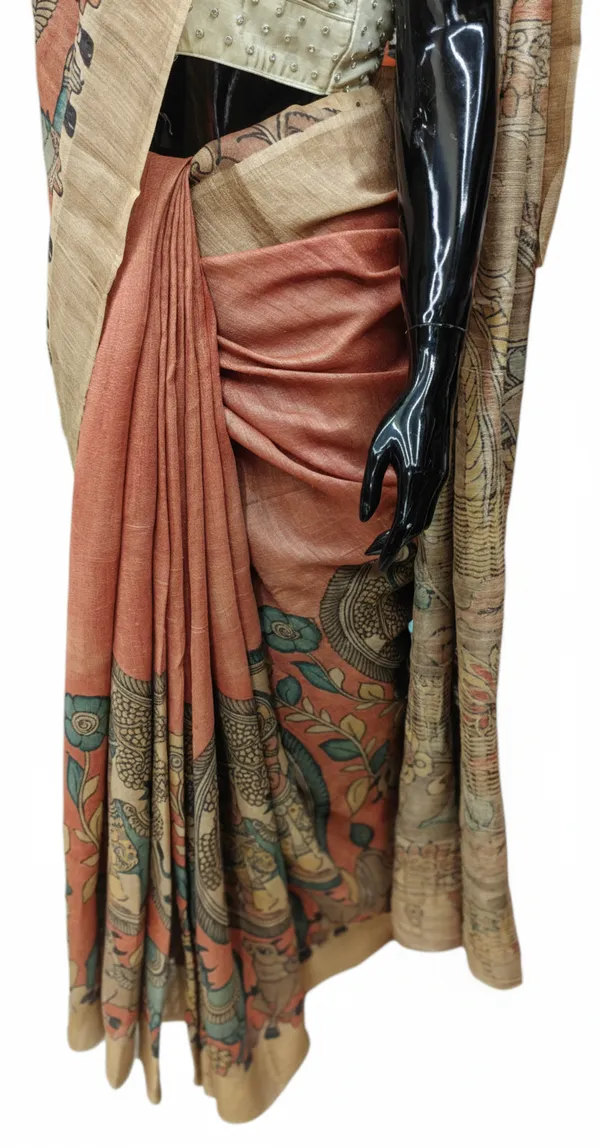 Peach_Pen_Kalamkari_Saree