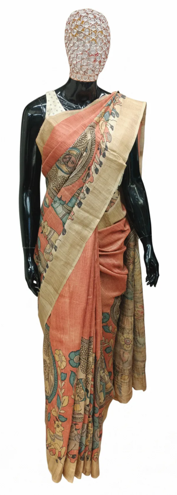 Peach_Pen_Kalamkari_Saree