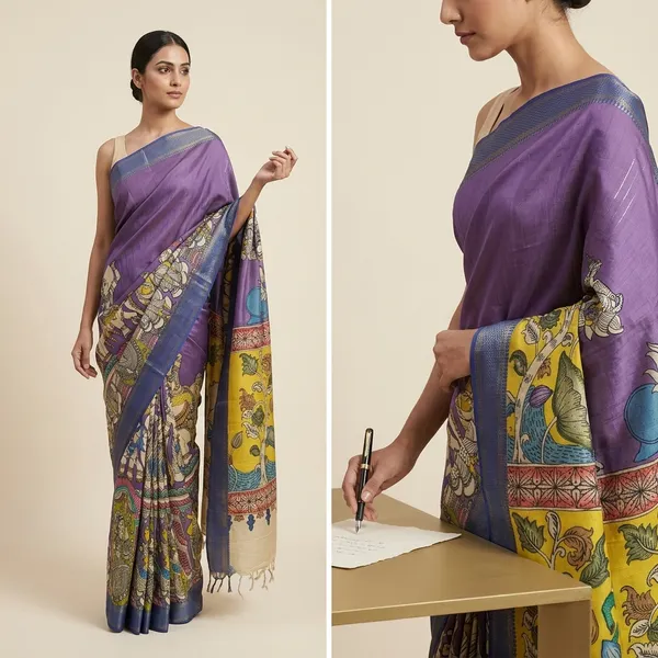 Purple_Pen_Kalamkari_Saree