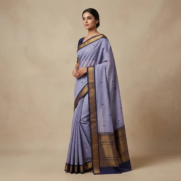 Lavender_Zari_Border_Handloom_Saree