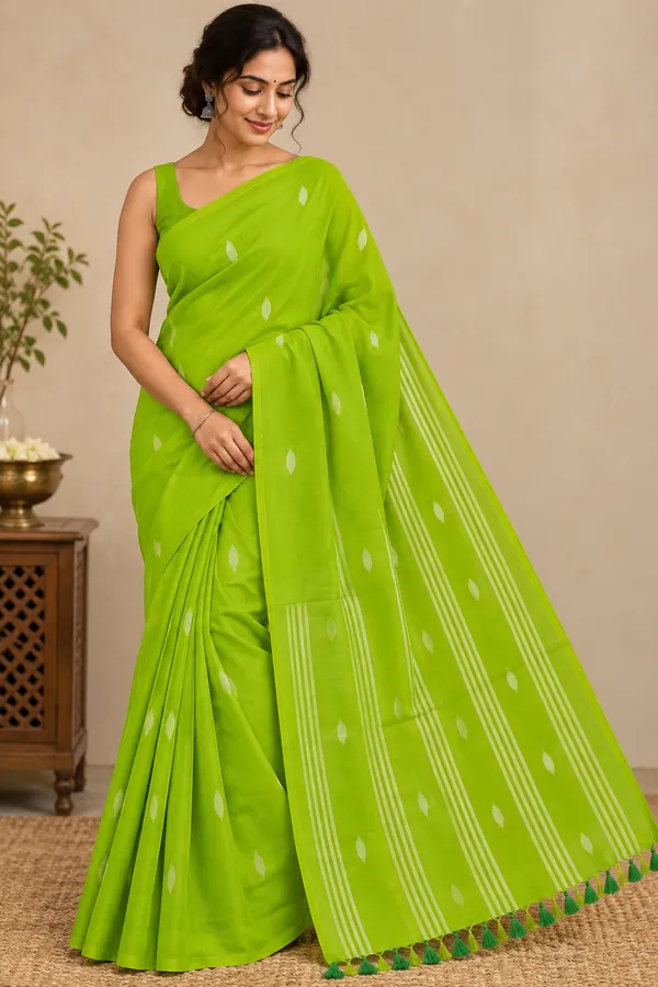 Lime_green_mul_cotton_saree