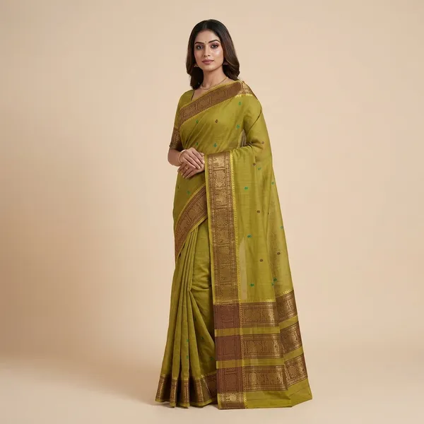 Mustard_Gold_Zari_Border_Saree