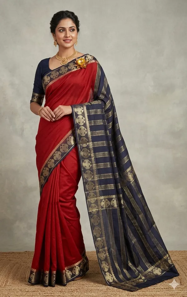 Marron_Semi_Crepe_saree