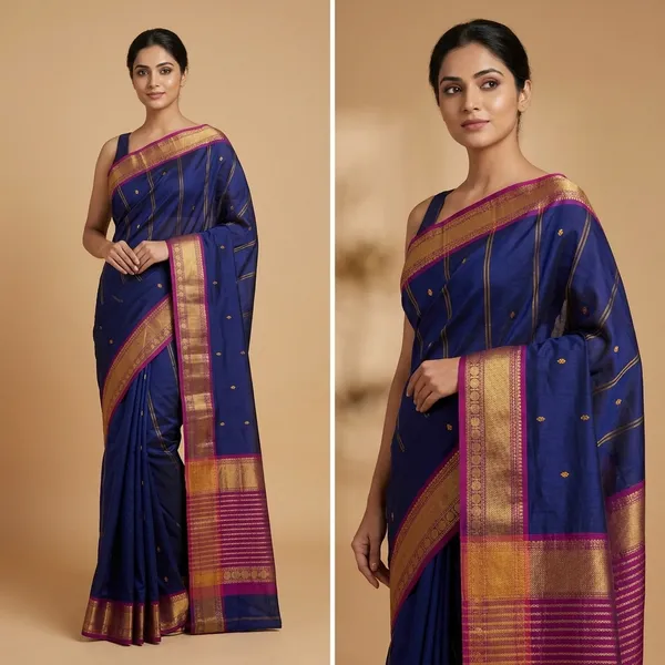 Royal_Navy_Blue_And_Magenta_Zari_Border_Saree