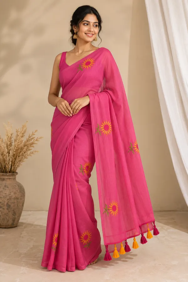 Pink_Mul_Cotton_Saree