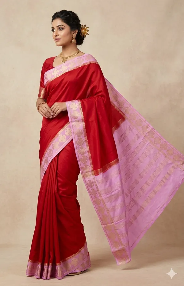 Red_Semi_crepe_saree