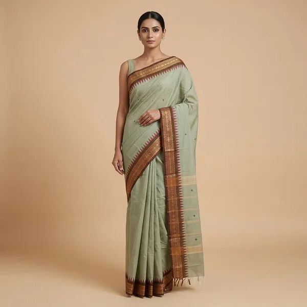 Classic_Sage_Green_Cotton_Chettinadu_Saree