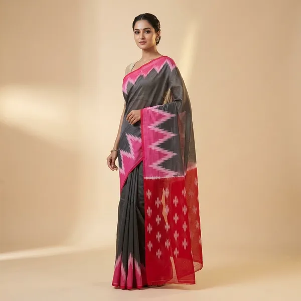 Grey_Pochampally_Handloom_Saree