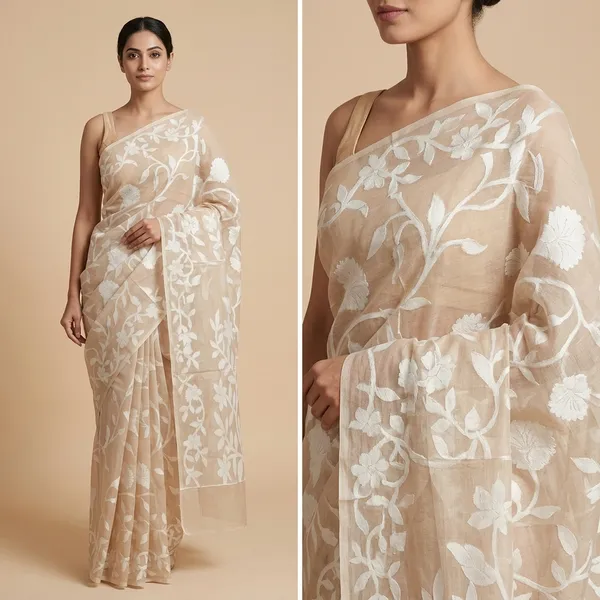 Soft_Champagne_Bengal_Cotton_Saree