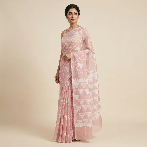 Powder_Pink_Bengal_Cotton_Saree