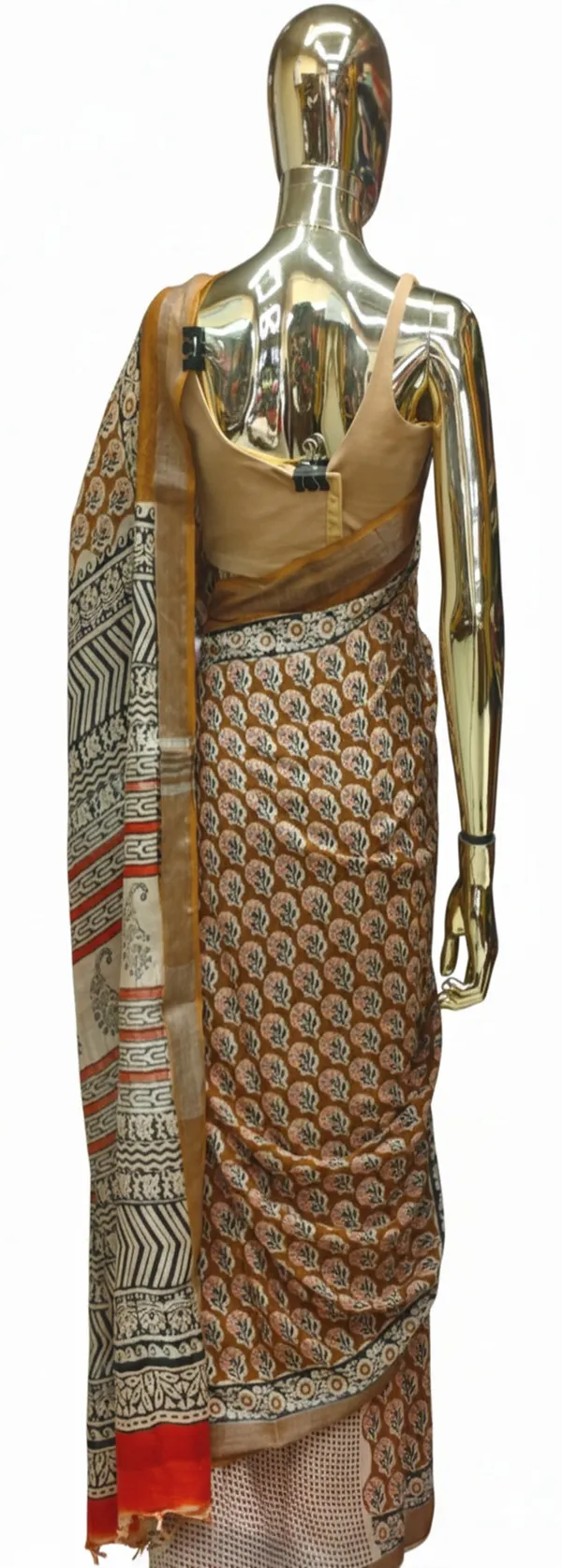 Earthy_Mustard_Brown_Linen_Saree