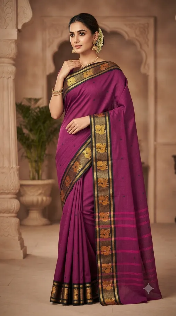 WINE_COTTON_SAREEE