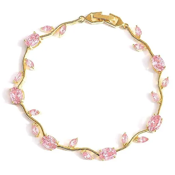 Tulip_Bracelet_with_Multicolour_Gemstones,_Pink,_Purple_&_Clear_Oval_Marquise_Crystals|Korean_Purple_&_Pink_Gemstones|Anti-Tarnish_&_Waterproof|Gift_for_GF_and_Wife