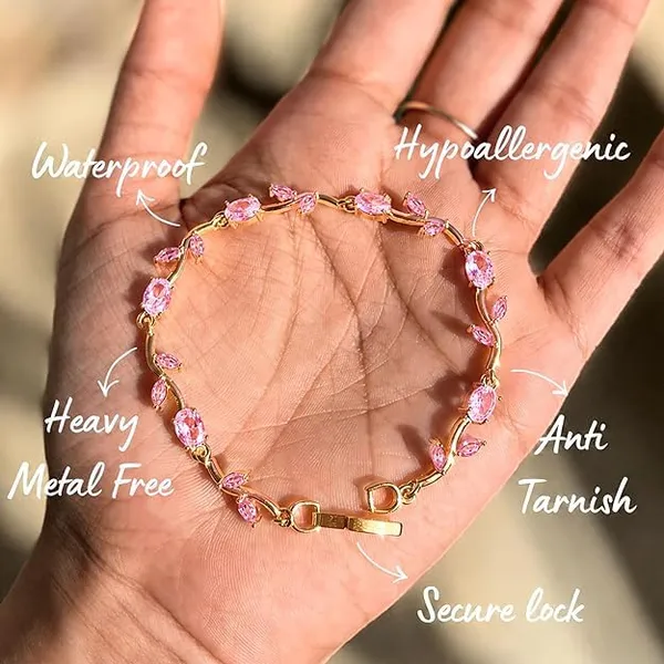 Tulip_Bracelet_with_Multicolour_Gemstones,_Pink,_Purple_&_Clear_Oval_Marquise_Crystals|Korean_Purple_&_Pink_Gemstones|Anti-Tarnish_&_Waterproof|Gift_for_GF_and_Wife