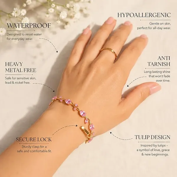 Tulip_Bracelet_with_Multicolour_Gemstones,_Pink,_Purple_&_Clear_Oval_Marquise_Crystals|Korean_Purple_&_Pink_Gemstones|Anti-Tarnish_&_Waterproof|Gift_for_GF_and_Wife